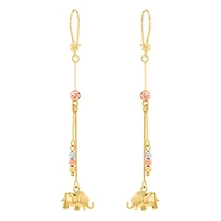 14K Tri Color Gold Diamond Cut Elephant Earrings