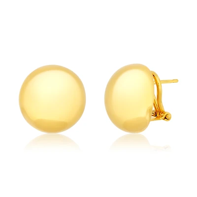 14K Yellow Gold High Polish Button Earrings