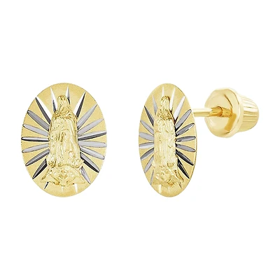 14K Yellow Gold Lady of Guadalupe Children's Earrings