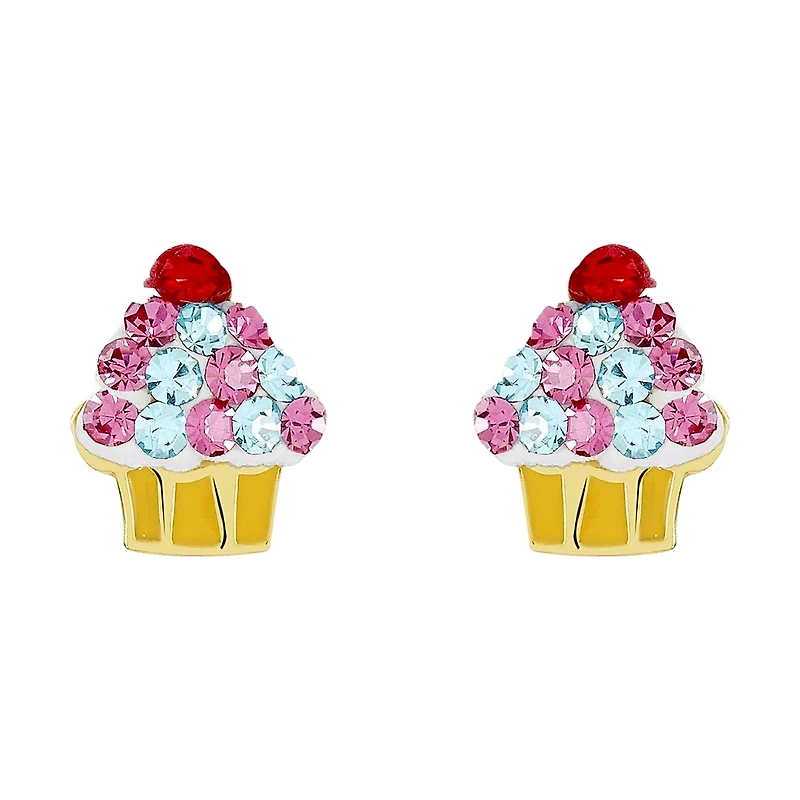 14K Yellow Gold Cupcake Children's Earrings