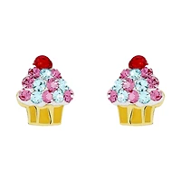 14K Yellow Gold Cupcake Children's Earrings