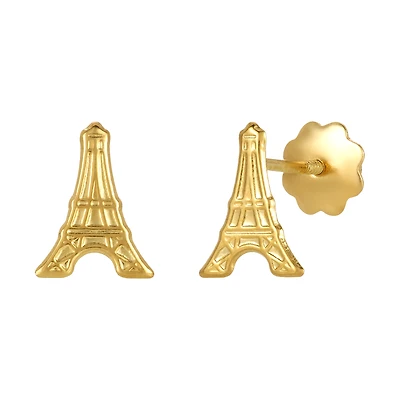 14K Yellow Gold Eiffel Tower Children's Earrings