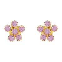 14K Yellow Gold Cubic Zirconia Flower Children's Earrings