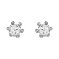 14K White Gold Diamond Stud Children's Earrings