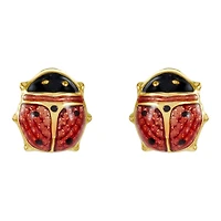 14K Yellow Gold Red Lady Bug Children's Earrings