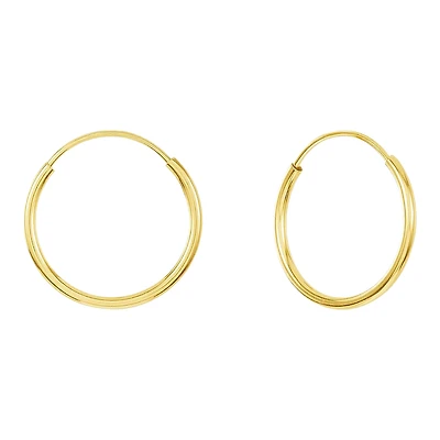 14K Yellow Gold 12mm Endless Hoop Children's Earrings