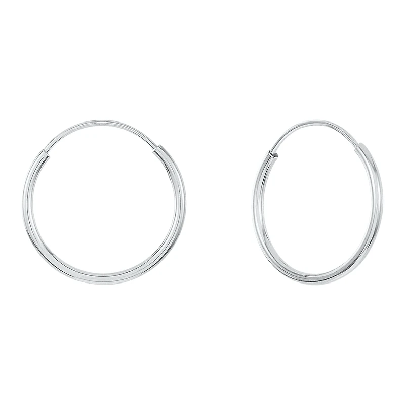 14K White Gold 12mm Endless Hoop Children's Earrings