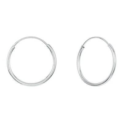 14K White Gold 12mm Endless Hoop Children's Earrings