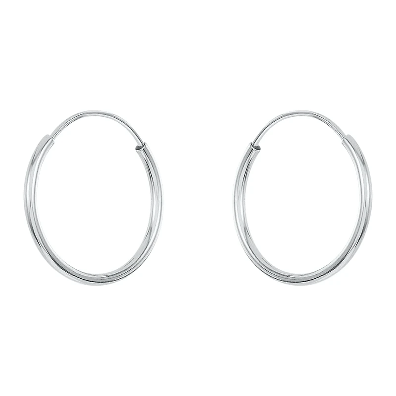 14K White Gold 12mm Endless Hoop Children's Earrings