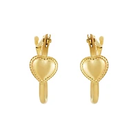 14K Yellow Gold High Polish Children's Hoops with Heart Design