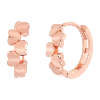 14K Rose Gold Heart Hoop Earrings