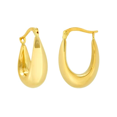 14K Yellow Gold 17mm Stamped Hoop Earrings