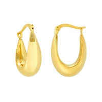 14K Yellow Gold 17mm Stamped Hoop Earrings