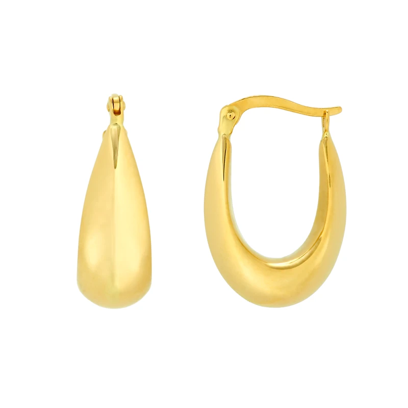 14K Yellow Gold 17mm Stamped Hoop Earrings