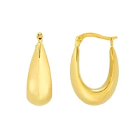 14K Yellow Gold 17mm Stamped Hoop Earrings