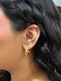 14K Yellow Gold 17mm Stamped Hoop Earrings