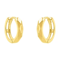 14K Yellow Gold 12mm Faceted Diamond Cut Hoop Earrings