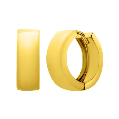 14K Yellow Gold 14mm High Polish Huggie Earrings