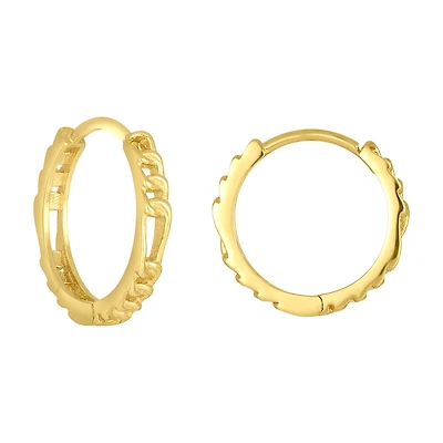 14K Yellow Gold Figaro Link Hoop Earrings
