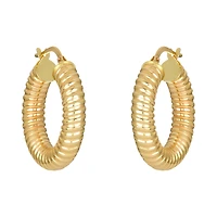 14K Yellow Gold Spiral Tube Hoop Earrings