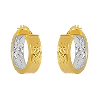 14K Two Tone Gold Flat Inside Out Hoop Earrings