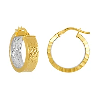 14K Two Tone Gold Flat Inside Out Hoop Earrings