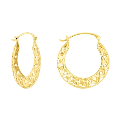 14K Yellow Gold 28mm Fancy Butterfly Hoop Earrings