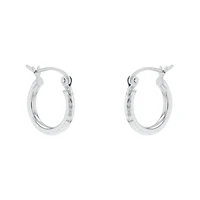14K White Gold 13mm Diamond Cut Hoops
