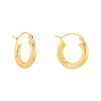 14K Yellow Gold 16mm Satin Finish Tube Hoops