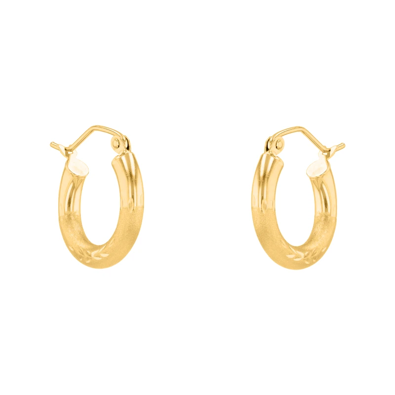 14K Yellow Gold 16mm Satin Finish Tube Hoops