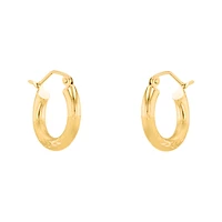 14K Yellow Gold 16mm Satin Finish Tube Hoops