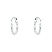 14K White Gold 12mm Twist Tube Hoop Earrings