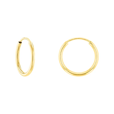 14K Gold 12mm Endless Hoop Earrings