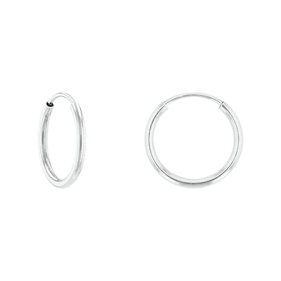 14K White Gold 12mm Endless Hoop Earrings
