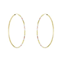 14K Tri Color Gold 55mm Diamond Cut Pattern Endless Hoops