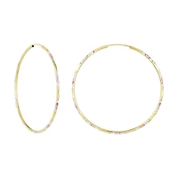 14K Tri Color Gold 55mm Diamond Cut Pattern Endless Hoops