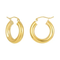14K Yellow Gold 4X20mm Tube Hoop Earrings