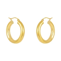 14K Yellow Gold 4X25mm Tube Hoop Earrings