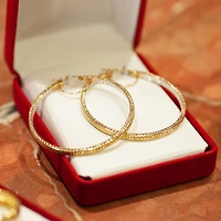 14K Two Tone Gold 50mm Diamond Cut Tube Hoops
