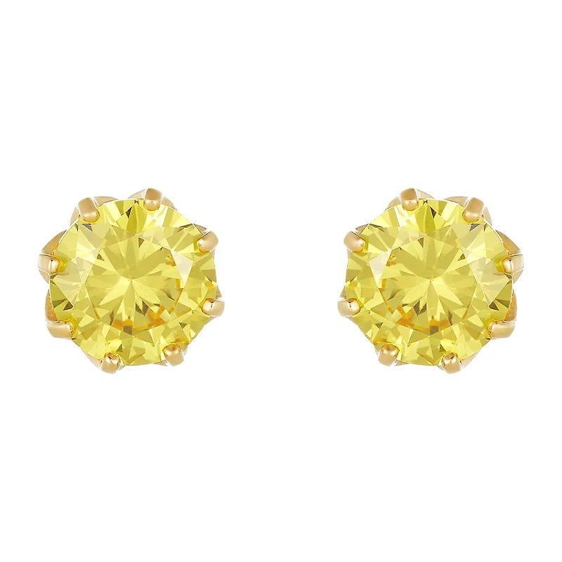 14K Yellow Gold Citrine Crown Basket Stud Earrings