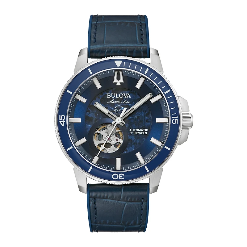 Bulova Marine Star Blue Dial Men's Watch - 96A291