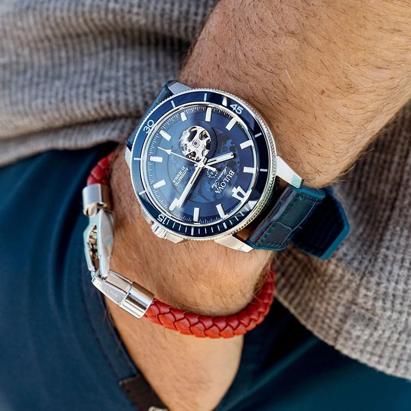 Bulova Marine Star Blue Dial Men's Watch - 96A291