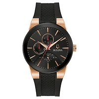 Bulova Modern Rose Gold Tone Black Dial Men's Watch - 97C112