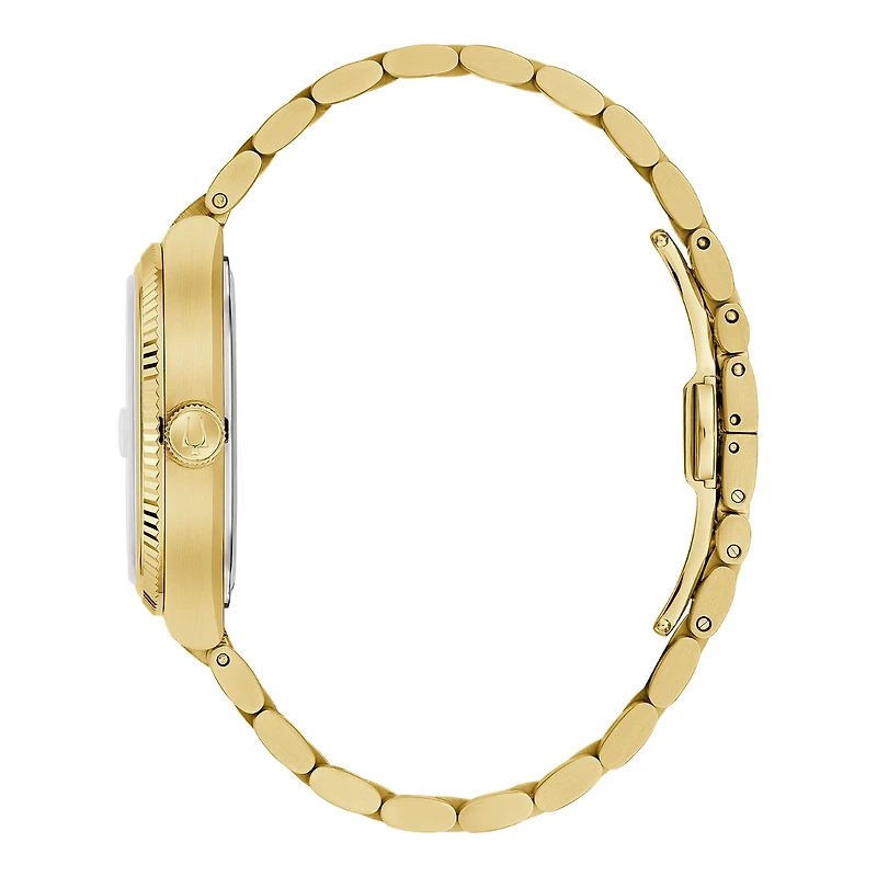 Bulova Seville Gold Tone White Dial Men's Watch - 97B223