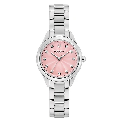 Bulova Sutton Pink Dial Women's Watch - 96P249