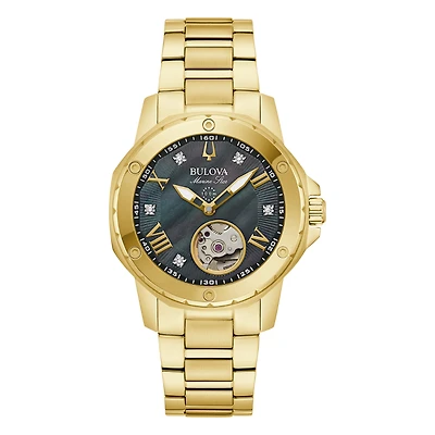 Bulova Marine Star Gold Tone Pearl Women's Watch - 97P171