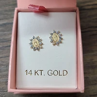 14K Yellow Gold Lady of Guadalupe Earrings