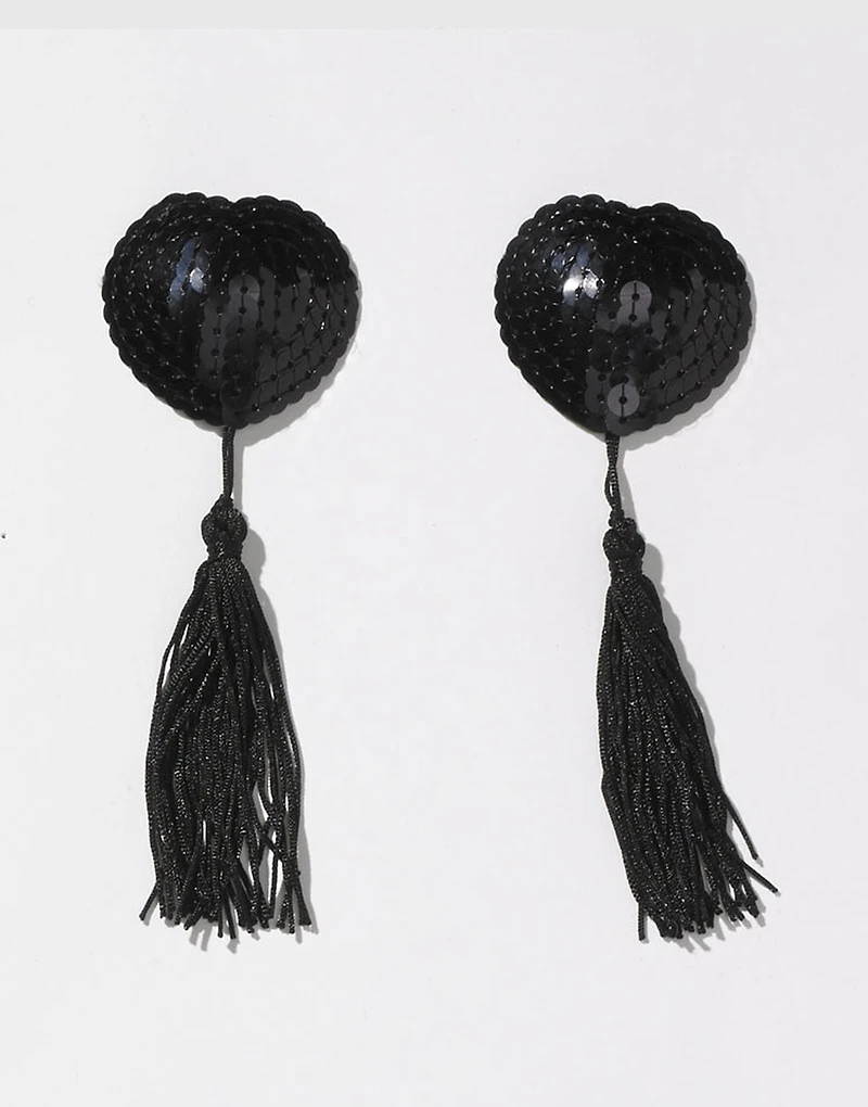 Nipple cover - black - with tassel - accessories