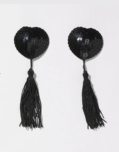 Nipple cover - black - with tassel - accessories