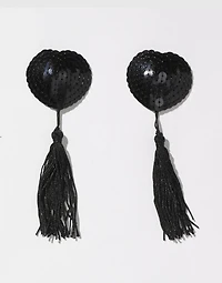 Nipple cover - black - with tassel - accessories